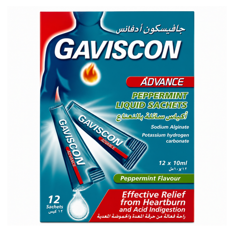 GAVISCON PEPPERMINT LIQUID SACHET 12PC