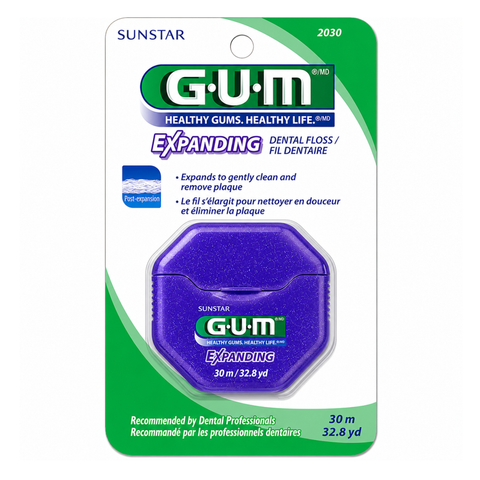 GUM خيط تنظيف الأسنان القابل للتمدد 30 متر
