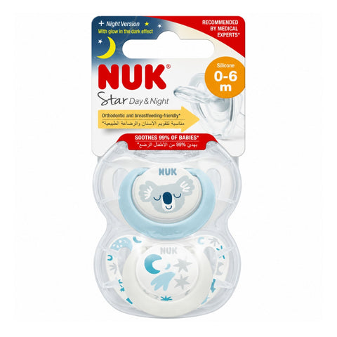 NUK PACIFIER SI STAR DAY &NIGHT 2/BOX