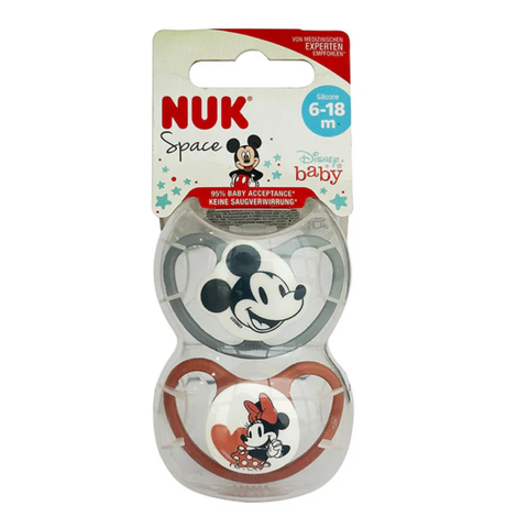 NUK PACIFIER SPACE SILICONE SOOTHER DISNEY MICKEY MOUSE RED