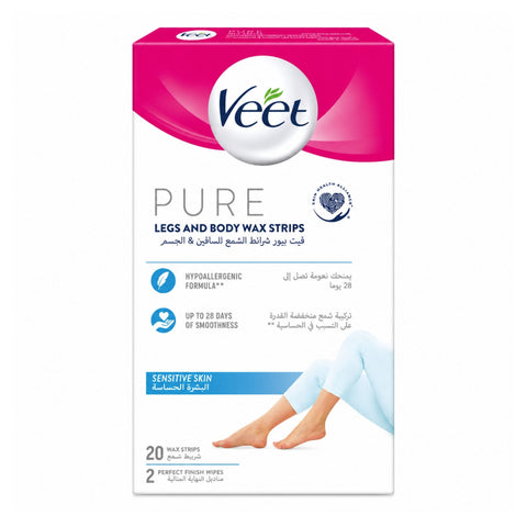 VEET PURE LEGS-BODY WAX STRIPS 20PCS